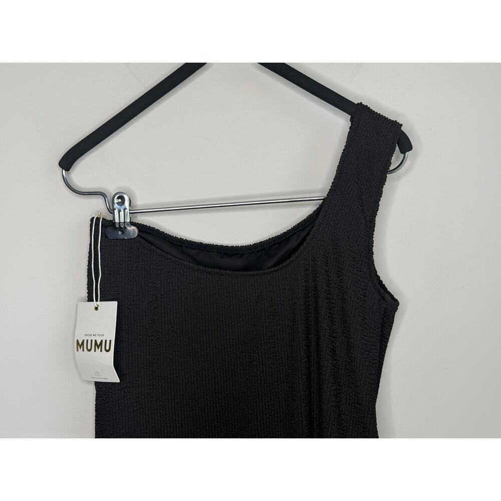 Show Me Your Mumu Anchor Textured One Shoulder Swimsuit Black Women's Size 1X - Picture 4 of 12